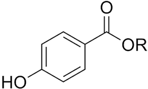 Chemical structure of a phenolic compound with hydroxyl and ester groups, commonly used in organic chemistry.